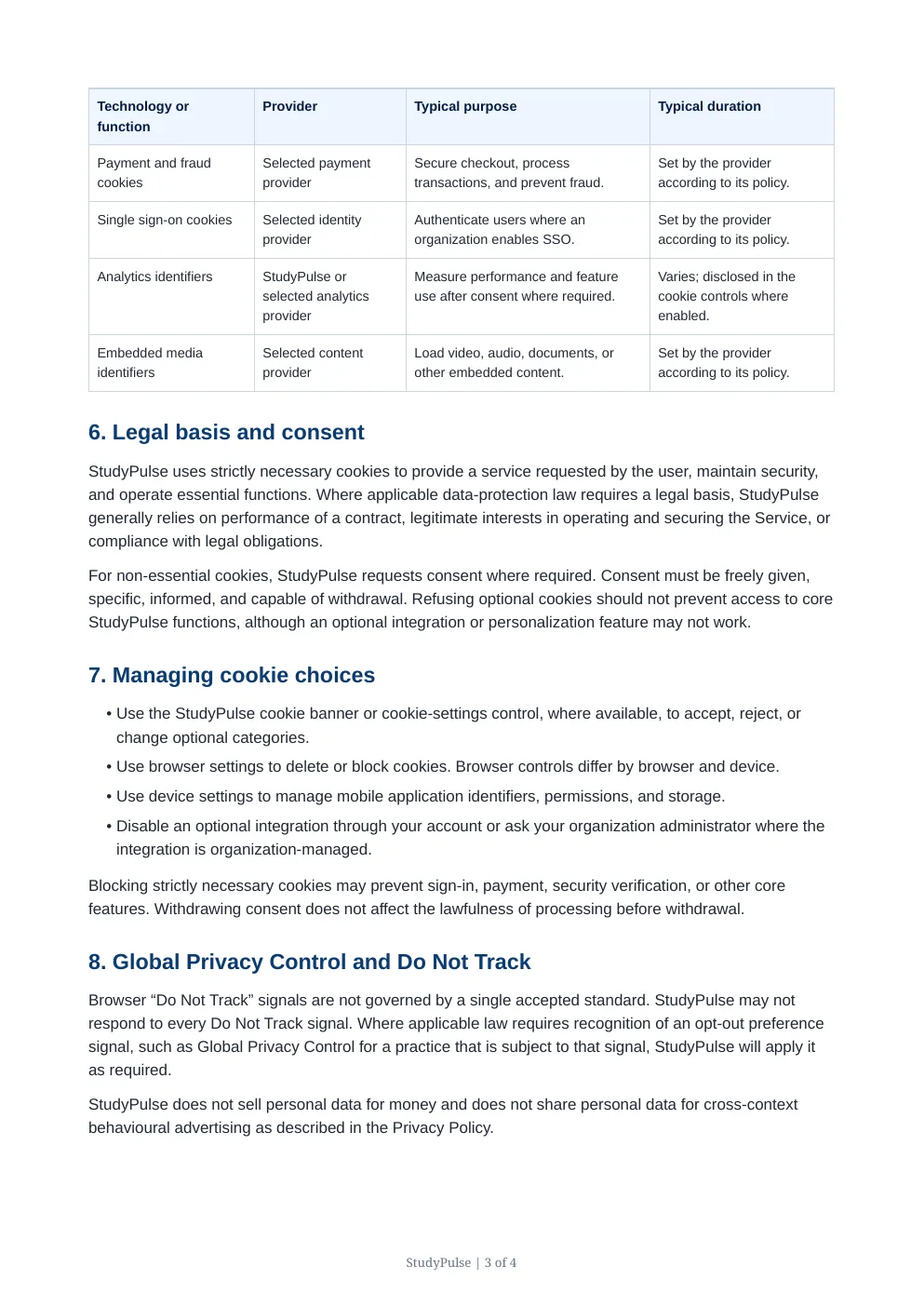 Cookie Policy page 3